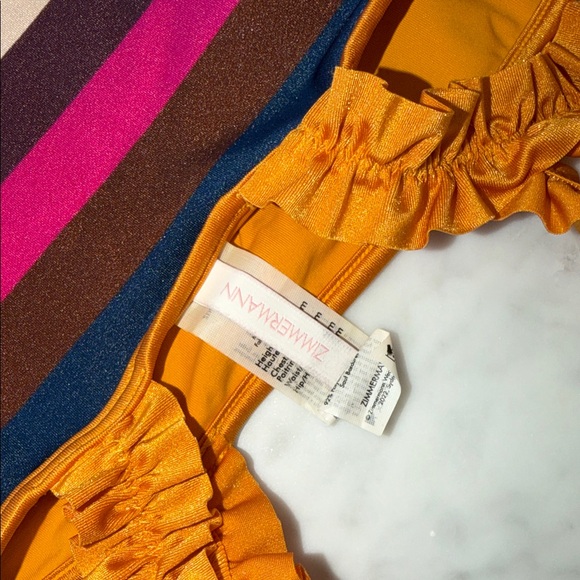 Zimmermann Colorful Ruffle Strap Striped Swimsuit 2Y - Picture 6 of 7